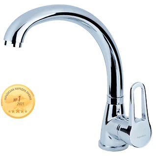 Смеситель s34  D35 для кухни гусак вухо на гайке Aquatica HL-4B130С (9734100)