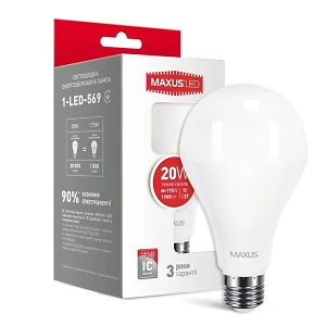 Лампа светодиодная  20Вт  220В Е27 3000K Maxus' 1-LED-569 (гарантия три года)