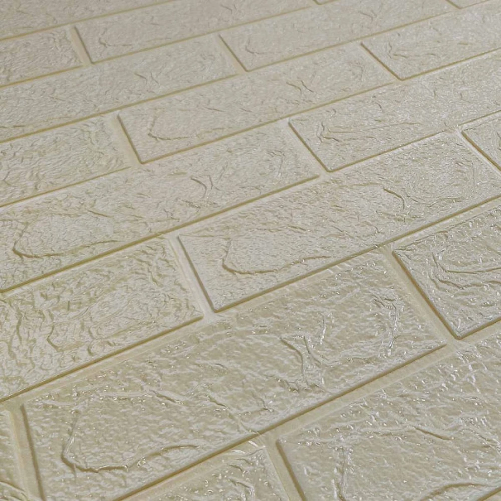 Самоклеющаяся декоративная 3D панель под бежевый кирпич 700x770x3 мм 2907-5