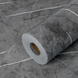 Самоклеющаяся PET  плитка в рулоне WB-YC-120 (Темно-серый мрамор) 3000*600 мм