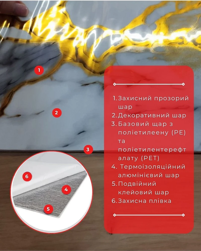 Самоклеющаяся PET плитка в рулоне FCL83097 (Бело-серый мрамор с золотом-2) 2800*600 мм