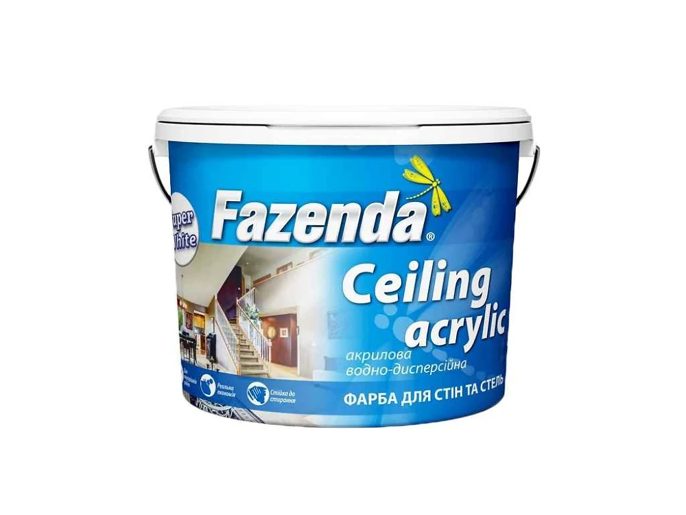 Фарба водно-дисперсійна для стель і стін Ceiling Acrylic  FAZENDA  4,0 кг