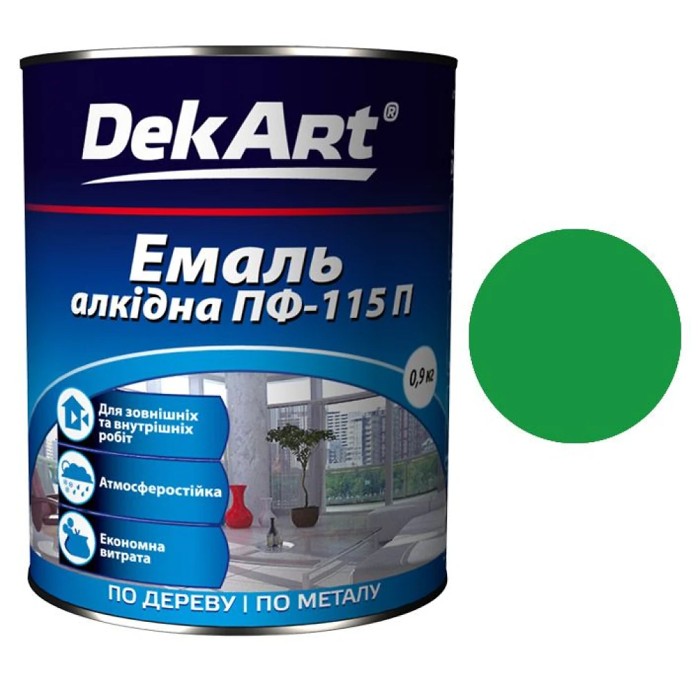 Эмаль ПФ-115 DekArt Зеленая  0,9 кг