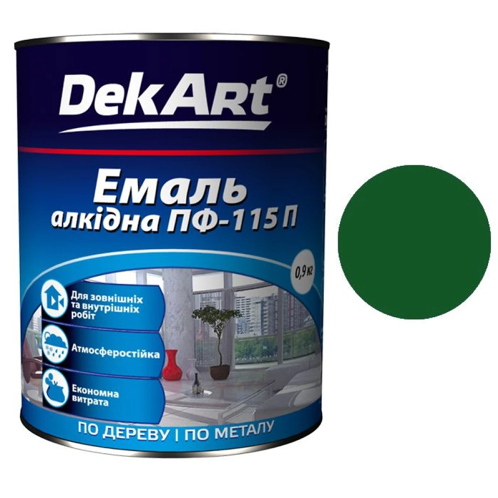 Эмаль ПФ-115 DekArt Темно-зеленая  0,9 кг