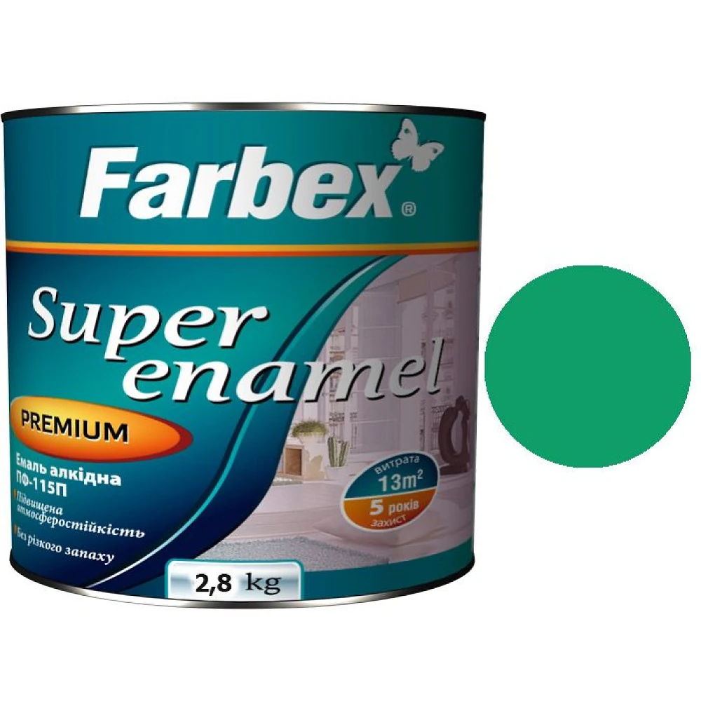 Эмаль ПФ-115 Farbex Бирюза  2,8 кг