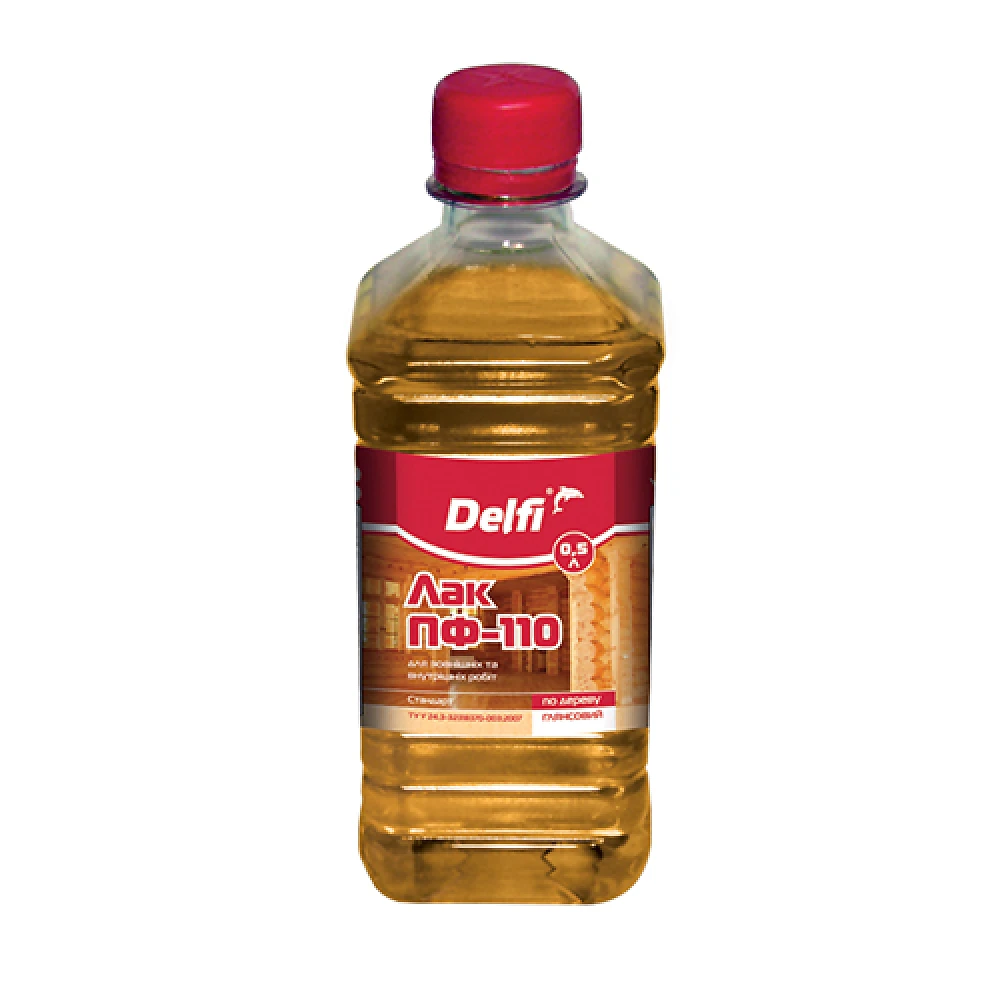 Лак Для внутренних и наружных работ ПФ-110 Delfi глянцевый  0,5 л