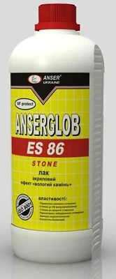 Лак Для внутренних и наружных работ акриловый Anserglobe ES-86  1 л эффект 'Мокрый камень'